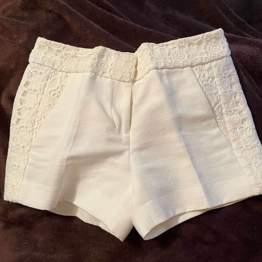LOFT Cream High Waist Textured Shorts